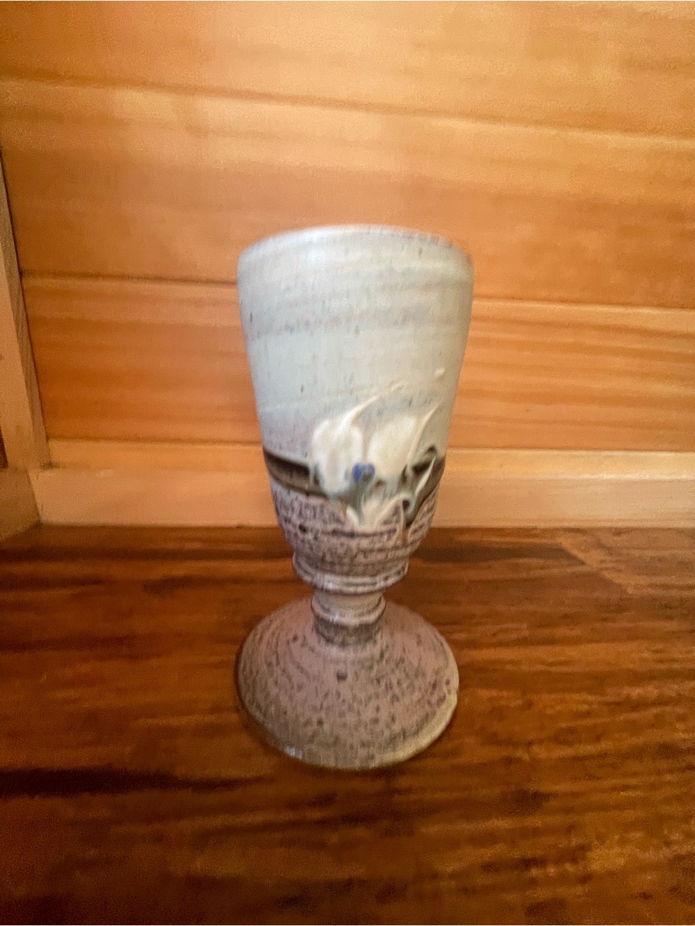 Unique Handmade Ceramic Vase in Cream and Light Gray